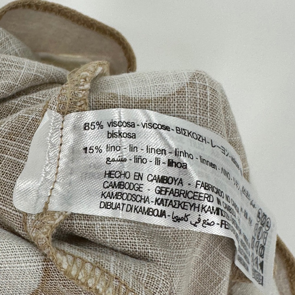 ZARA Polka Dot Linen Skirt Y2K Beige Cream Linen Blend Women Small missing belt - Picture 7 of 7